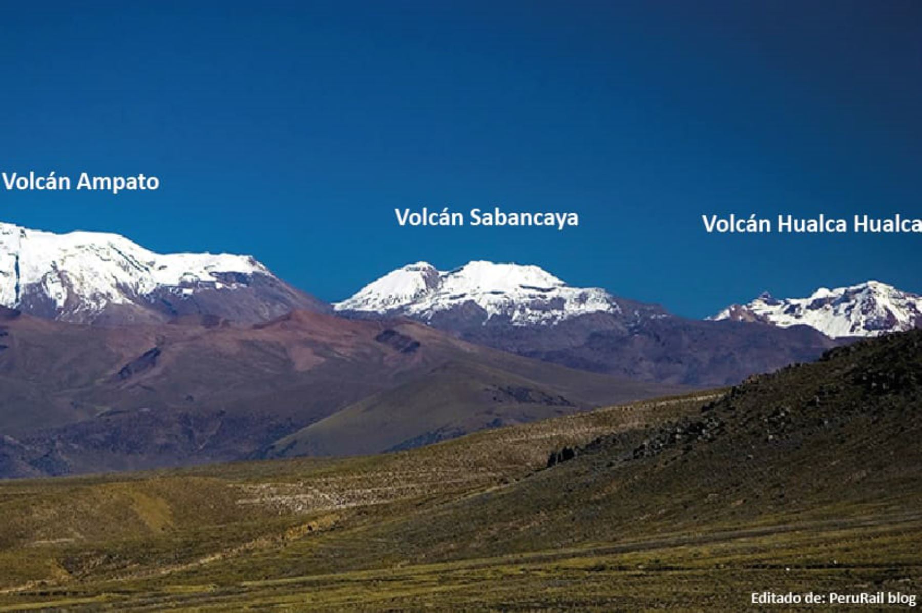 Las fallas geológicas activas controlan el emplazamiento de los volcanes Sabancaya, Ampato y Hualca Hualca. Foto: ANDINA/Ingemmet
