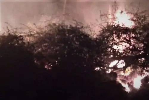 Incendio forestal en Jayanca, en imagen difundida por los equipos de emergencia movilizados para luchar contra el fuego.