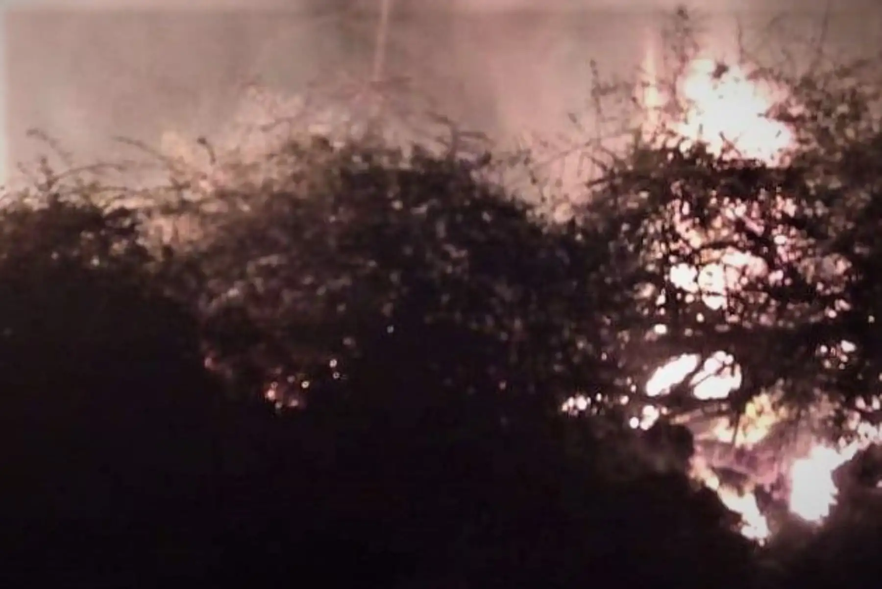 Incendio forestal en Jayanca, en imagen difundida por los equipos de emergencia movilizados para luchar contra el fuego.