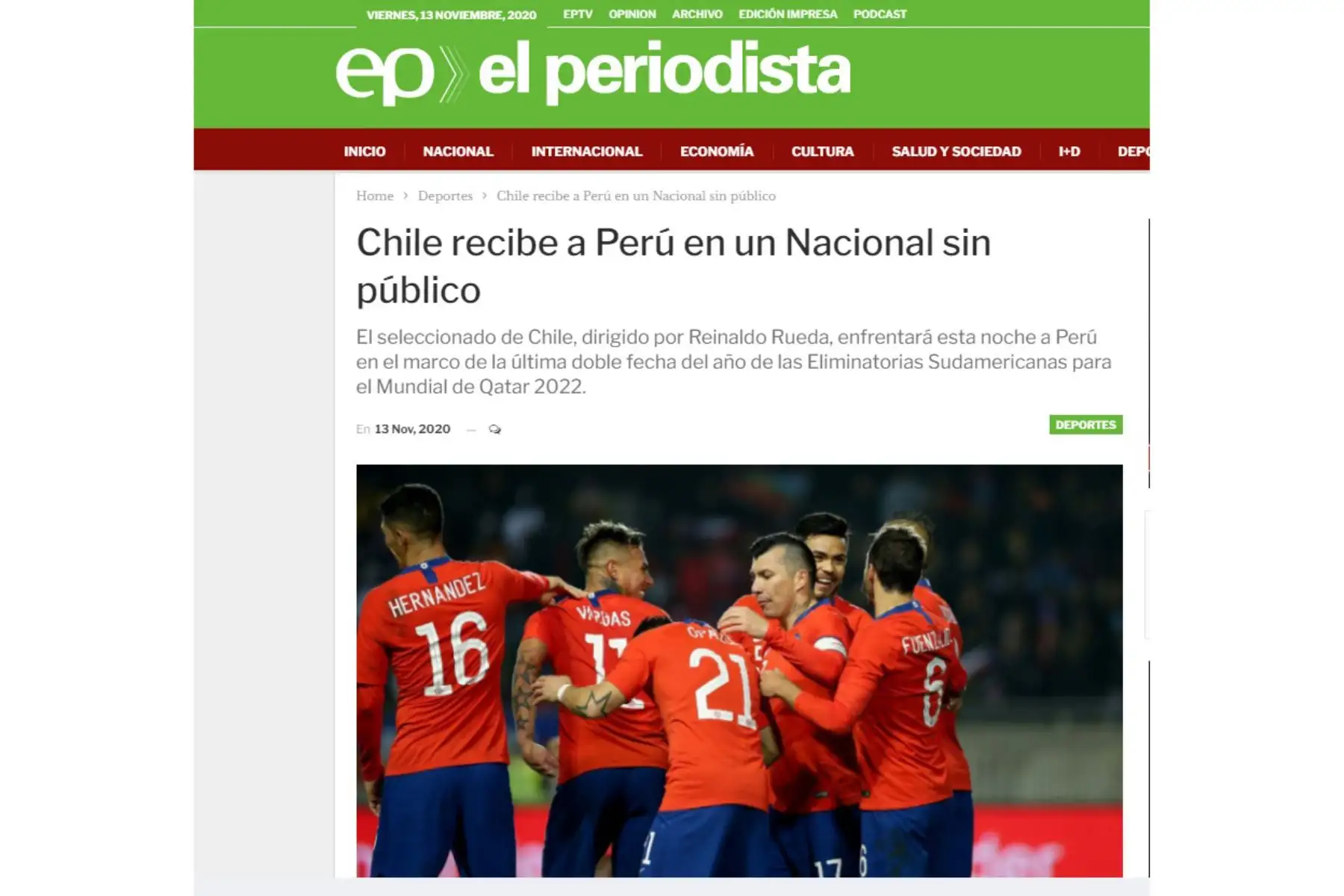 Diario El Periodista. Prensa chilena informa previo al partido entre Perú vs Chile en la fecha 03 de las Clasificatorias al Mundial Qatar 2022 a jugarse en Santiago de Chile.
Foto: Internet
