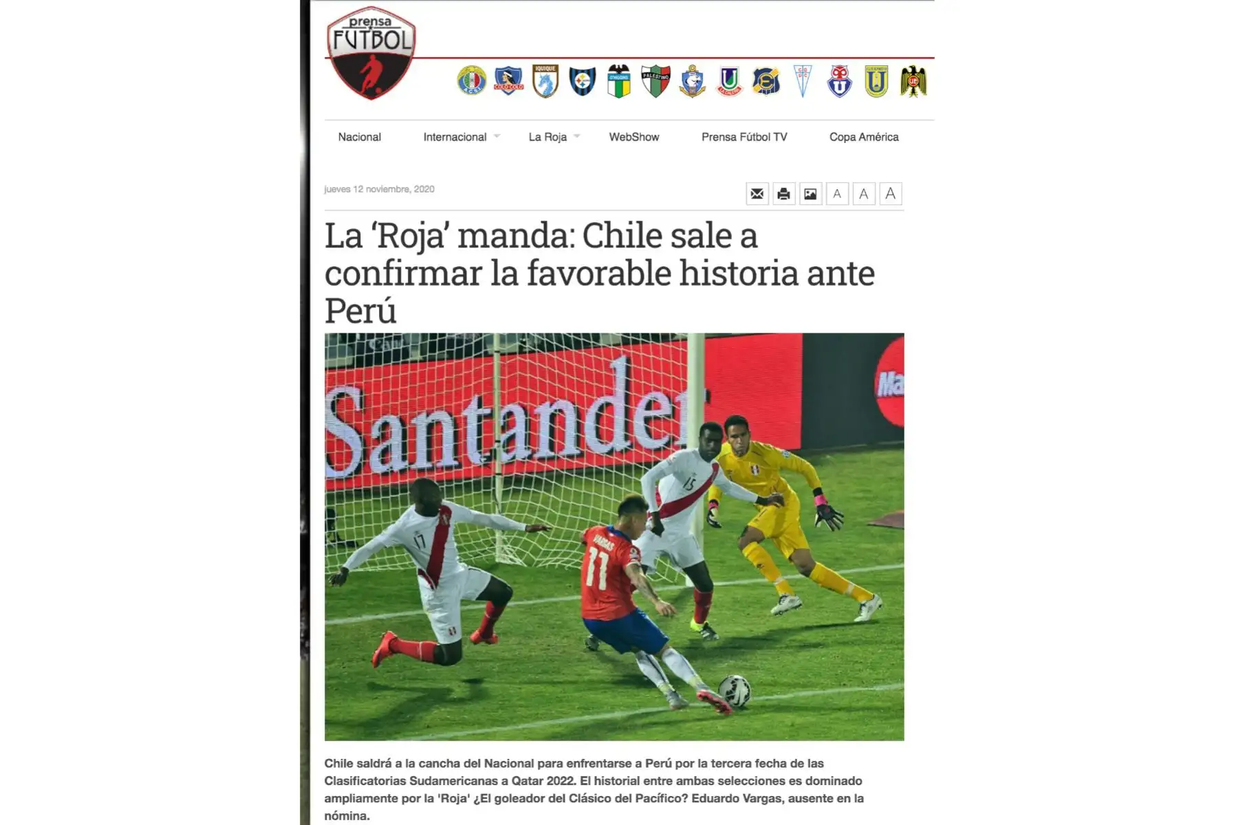 Diario Prensa Fútbol. El Gráfico. Prensa chilena informa previo al partido entre Perú vs Chile en la fecha 03 de las Clasificatorias al Mundial Qatar 2022 a jugarse en Santiago de Chile.
Foto: Internet