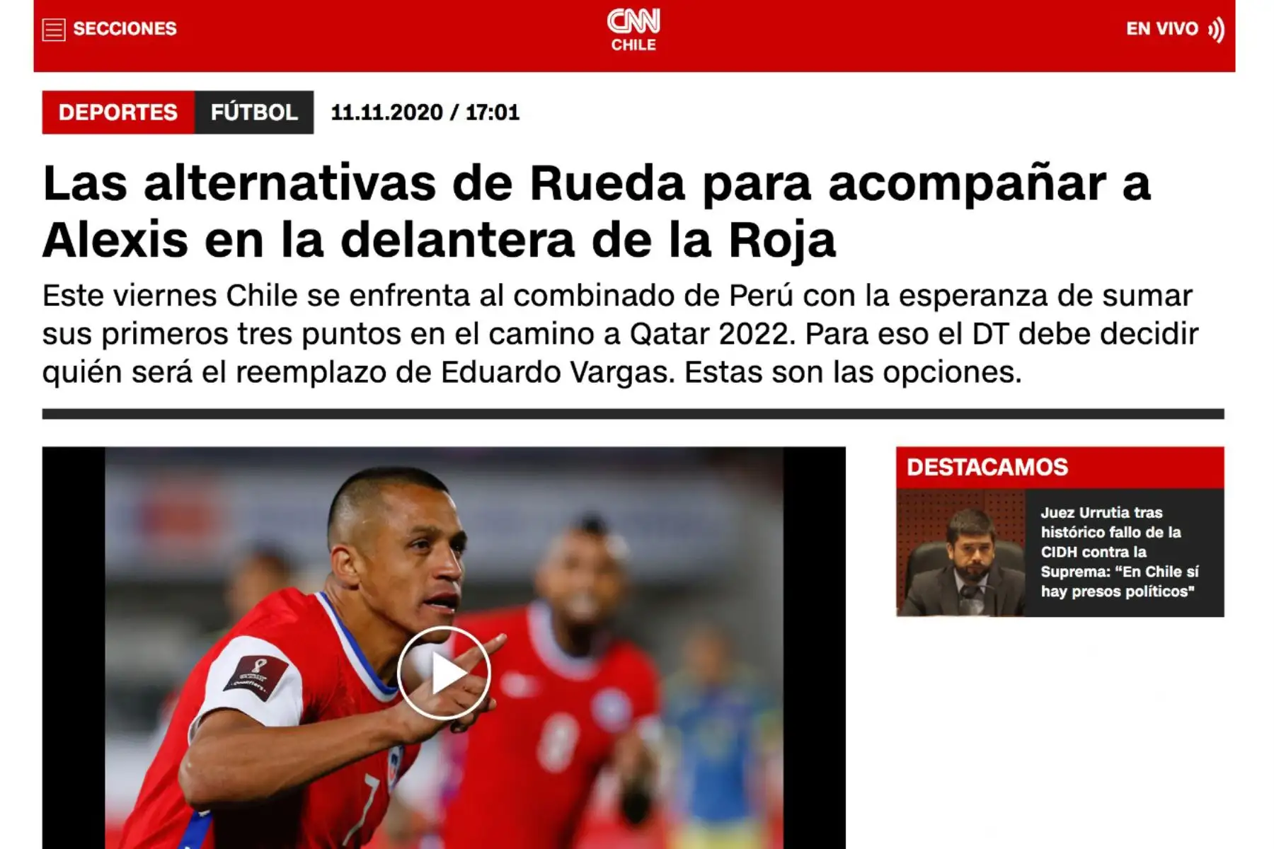 CNN Chile. Prensa chilena informa previo al partido entre Perú vs Chile en la fecha 03 de las Clasificatorias al Mundial Qatar 2022 a jugarse en Santiago de Chile.
Foto: Internet