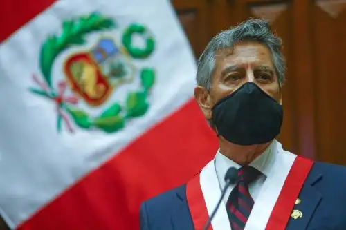 Peruvian President Francisco Sagasti delivers his first Address to the Nation from Congress. Photo: ANDINA/Presidency of the Republic