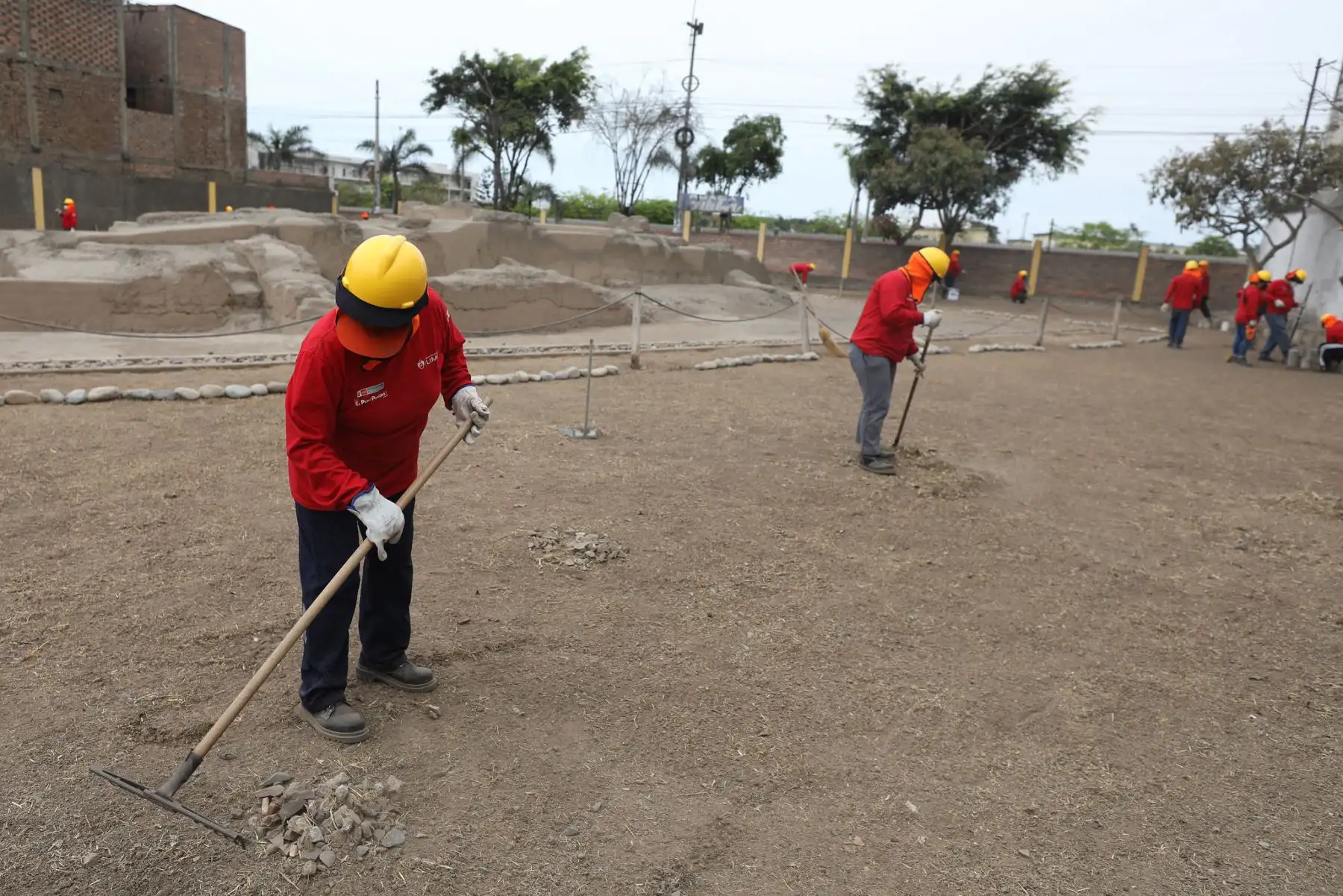 Personal de la municipalidad de Lima realiza limpieza de la Huaca Culebras.

Foto: ANDINA/Municipalidad de Lima