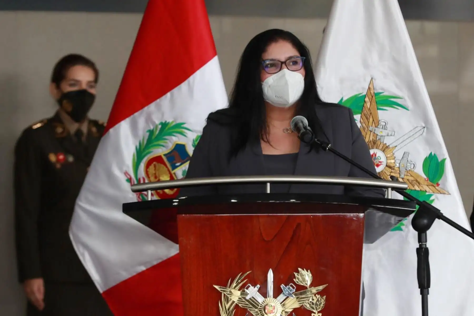 Ceremonia de presentación oficial de la ministra de Defensa, Nuria Esparch, ante los altos mandos de nuestras Fuerzas Armadas y el personal militar y civil del Mindef, en la sede central.
Foto: Mindef