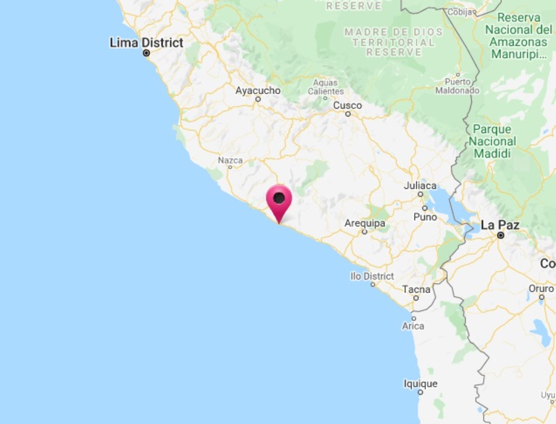 El epicentro del sismo fue localizado a 21 kilómetros al oeste de Atico, en la provincia arequipeña de Caravelí. Foto: ANDINA/Difusión