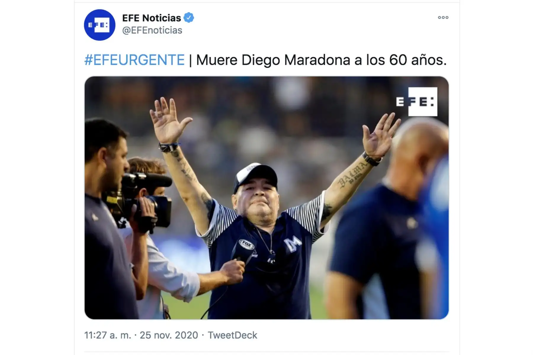 Así informa la prensa mundial la muerte de Diego Armando Maradona. EFE
