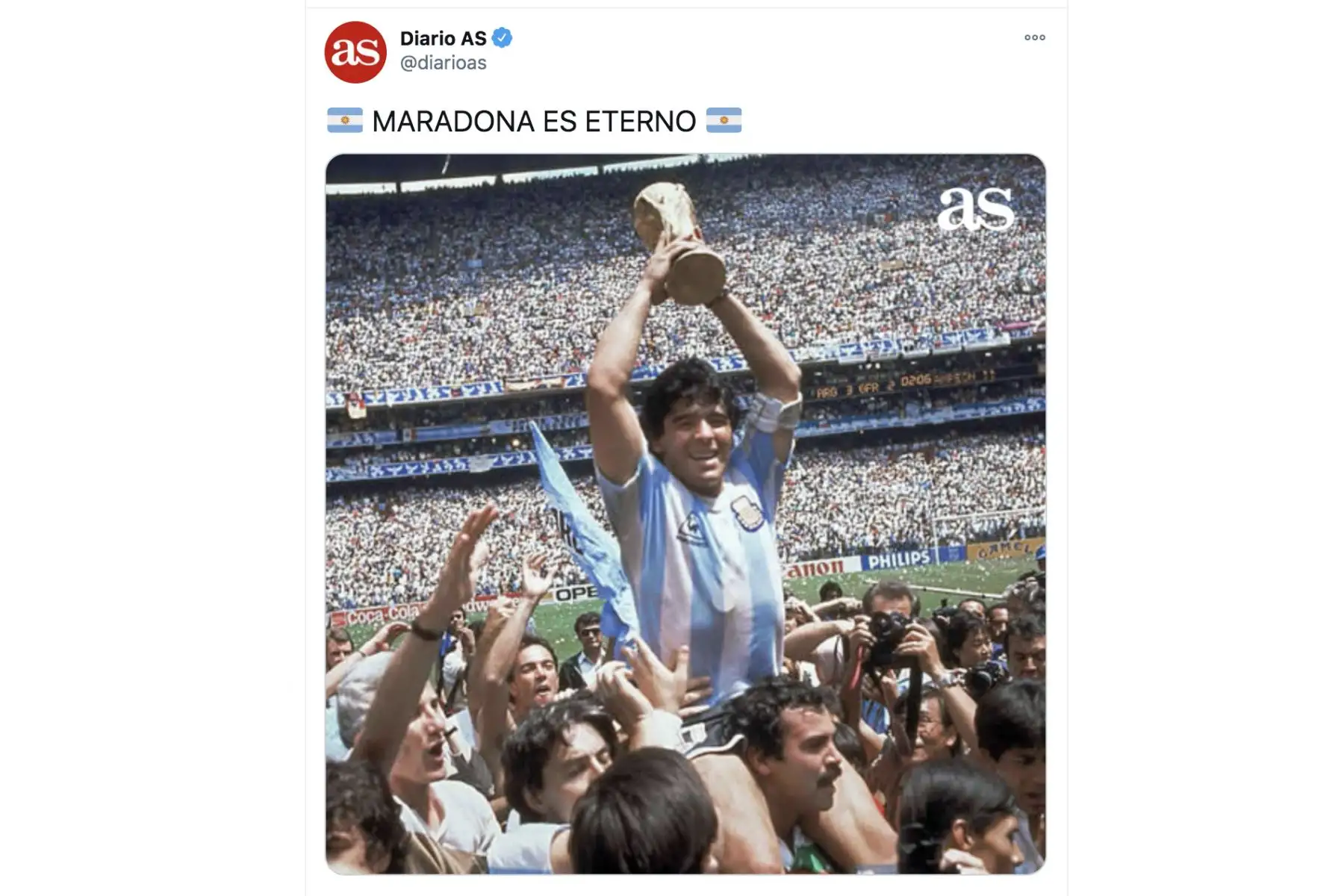 Así informa la prensa mundial la muerte de Diego Armando Maradona. Diario AS