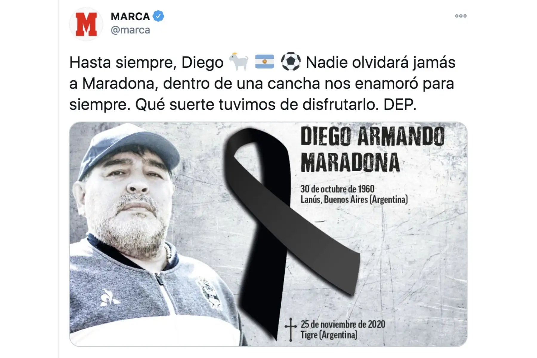 Así informa la prensa mundial la muerte de Diego Armando Maradona. Marca.