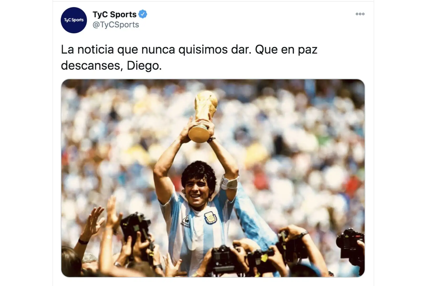 Así informa la prensa mundial la muerte de Diego Armando Maradona. TyC Sports.