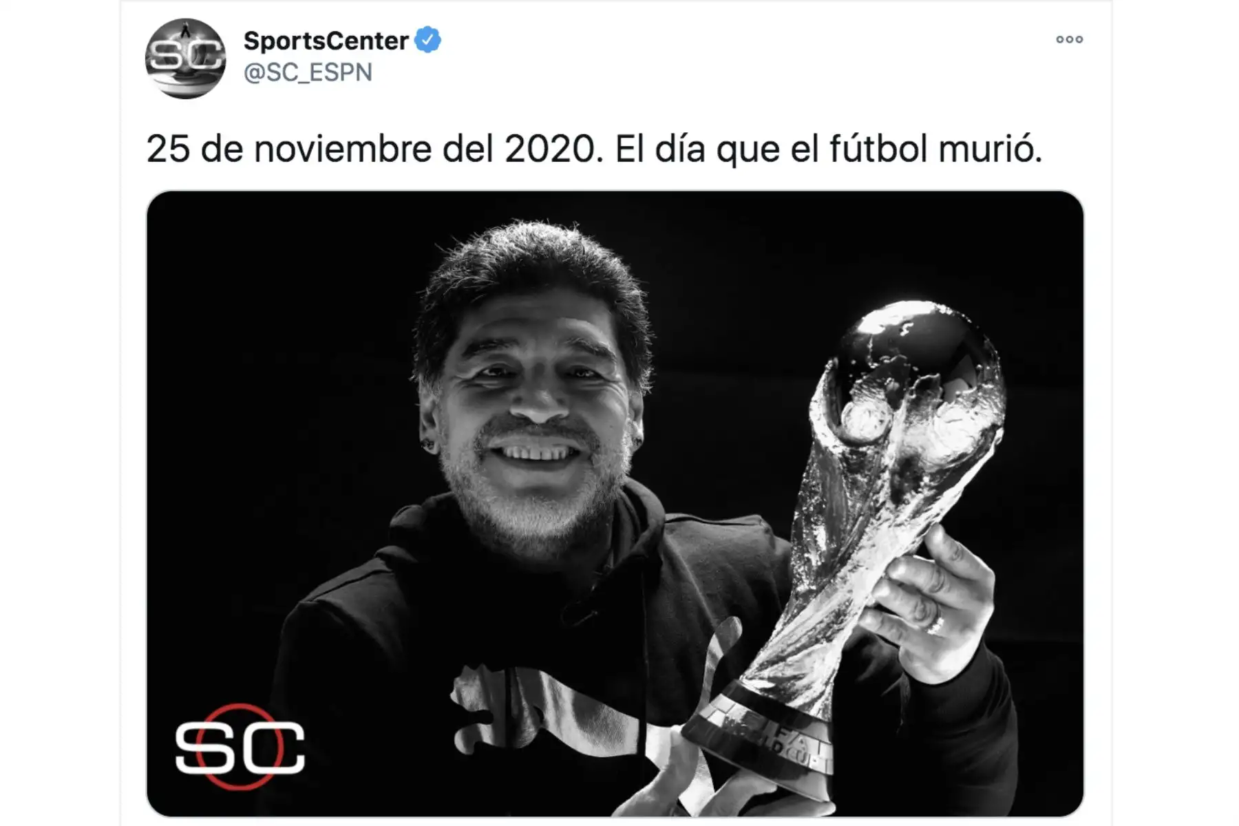 Así informa la prensa mundial la muerte de Diego Armando Maradona. Marca. SportsCenter.