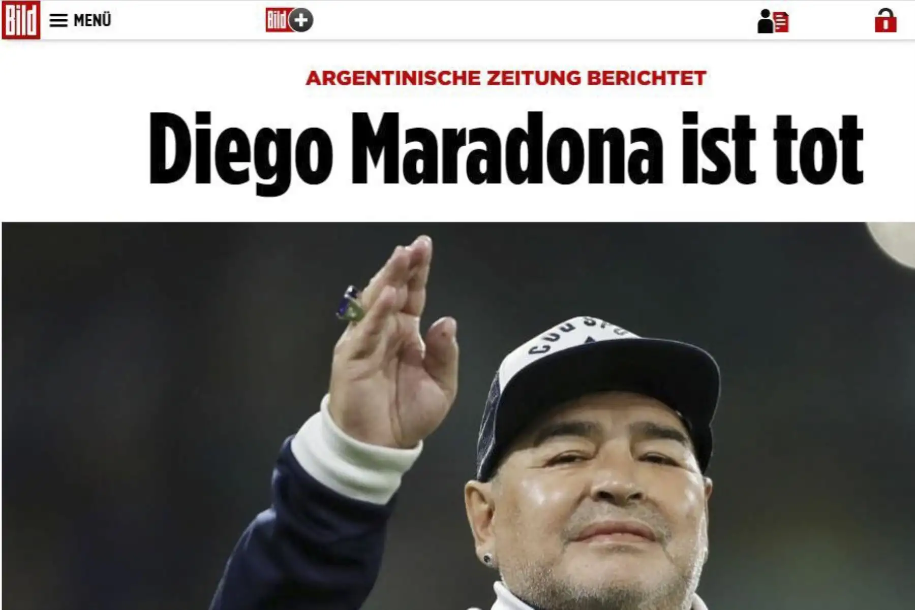 Así informa la prensa mundial la muerte de Diego Armando Maradona. Bild de Alemania