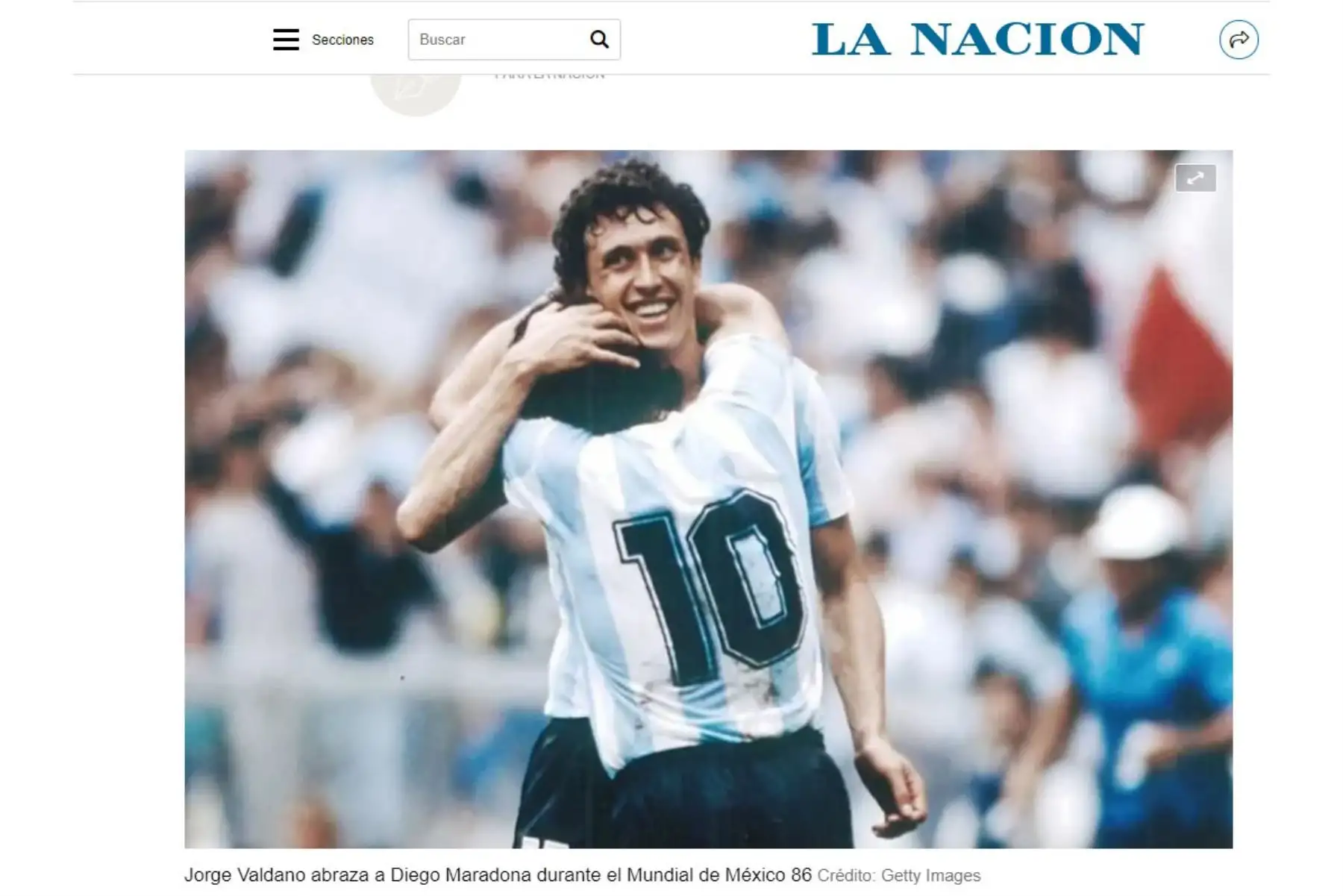 El ex futbolista Jorge Valdano y compañero del astro argentino Diego Armando Maradona se despide con un artículo publicado en el diario La Nación titulado : Adiós a Diego y adiós a Maradona.
Foto: Portada La Nación