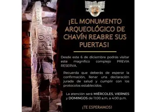 El monumento arqueológico Chavín de Huántar, ubicado en Áncash, volverá a recibir visitantes a partir del 6 de diciembre próximo luego de aprobarse el protocolo sanitario ante el covid-19.