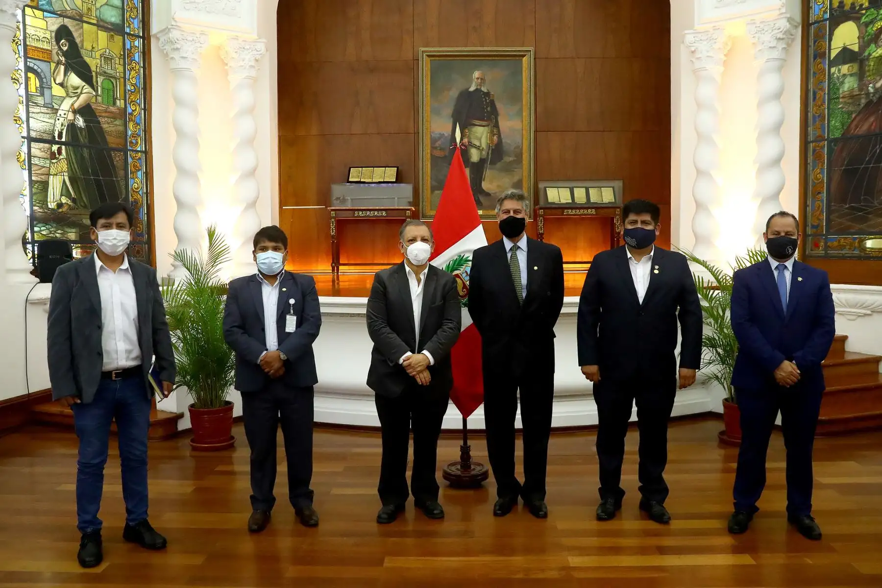 Presidente Sagasti sostuvo una reunión con el líder del Frente Amplio, Marco Arana y parlamentarios de la bancada. Foto: ANDINA/ Prensa Presidencia
