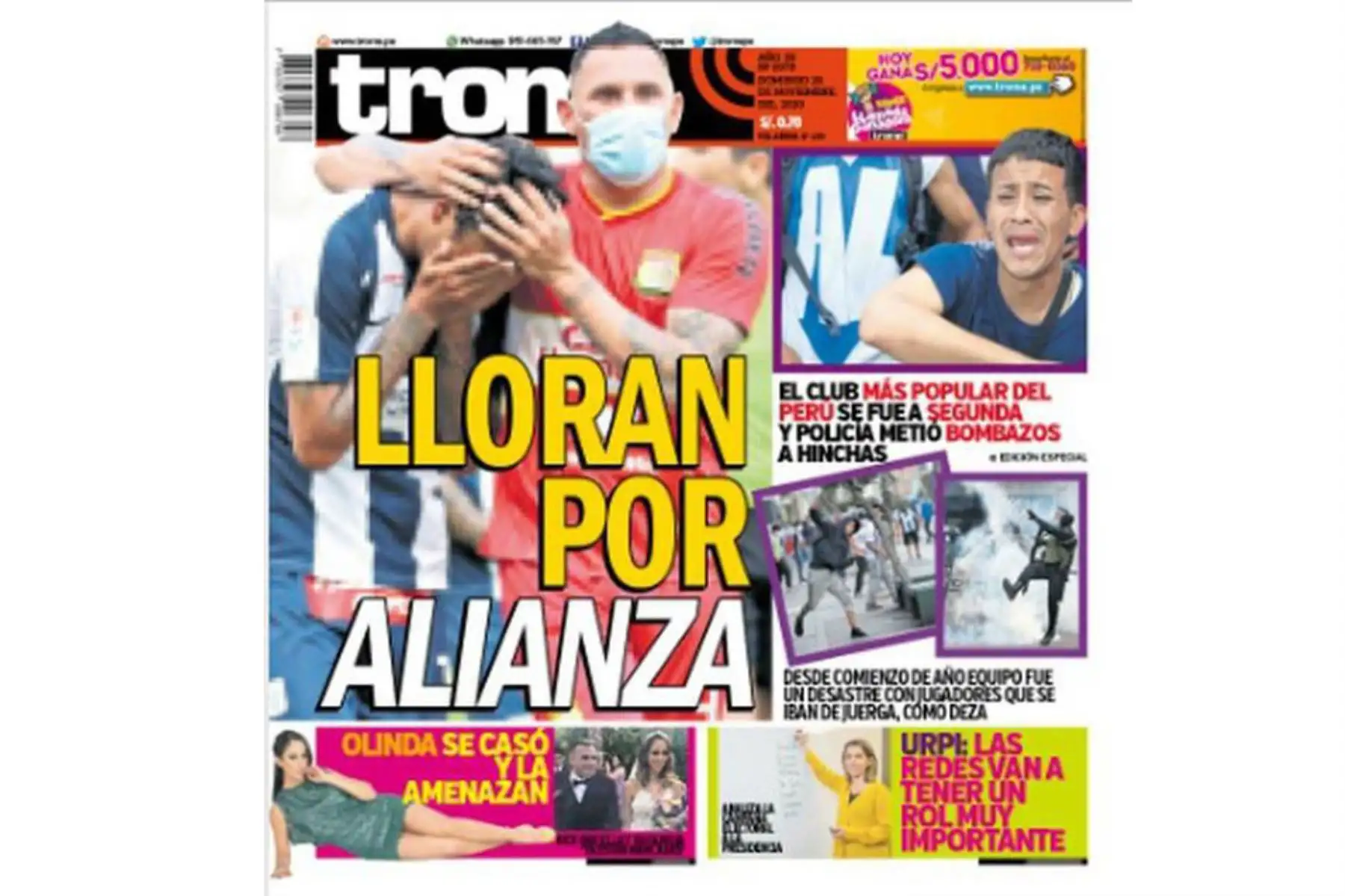 Así informaron algunos medios el descenso de Alianza Lima a la Segunda División. Trome. Foto: Difusión
