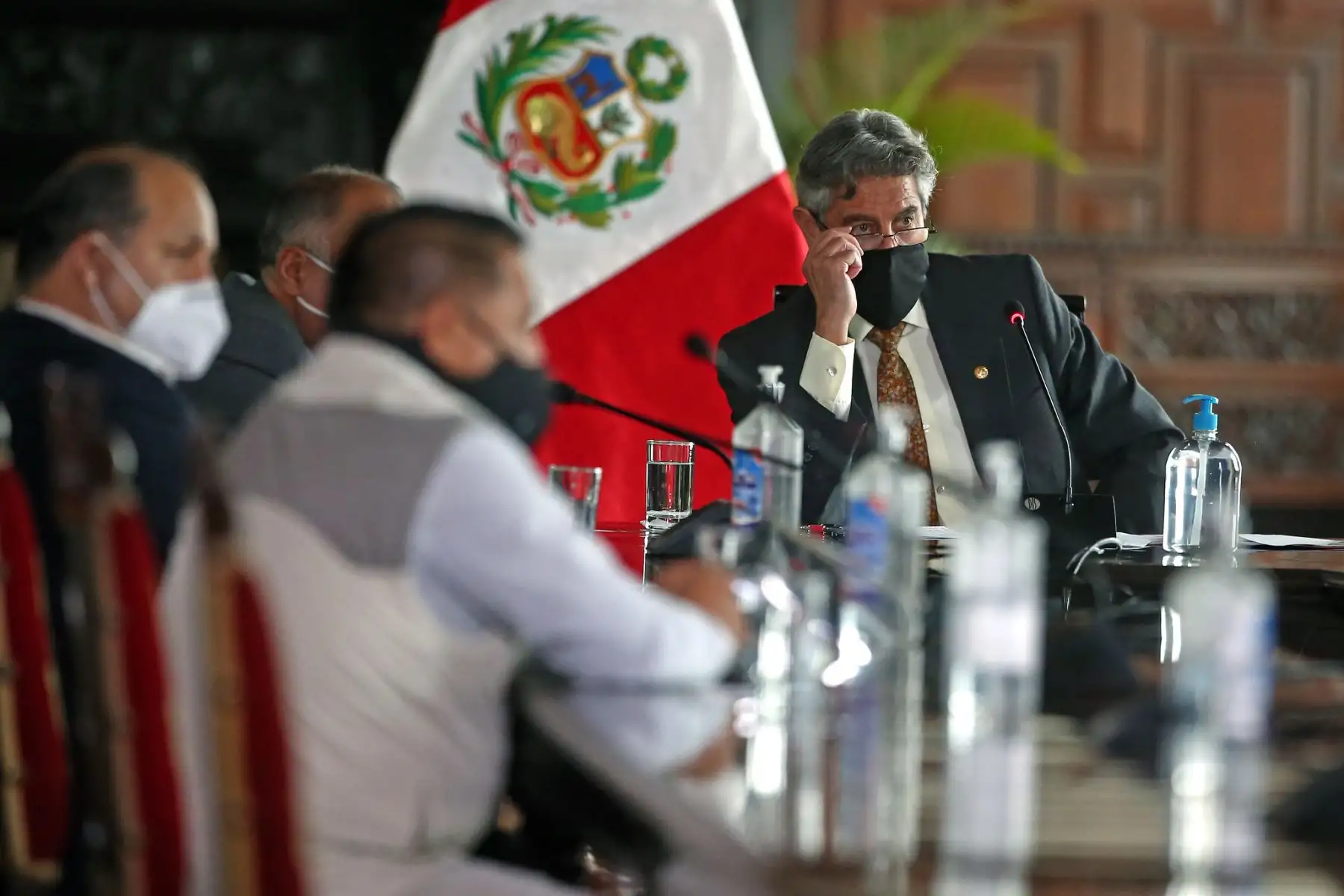 Presidente de la República Francisco Sagasti sostuvo una reunión con representantes de centrales sindicales en Palacio de Gobierno.

Foto: ANDINA/Presidencia