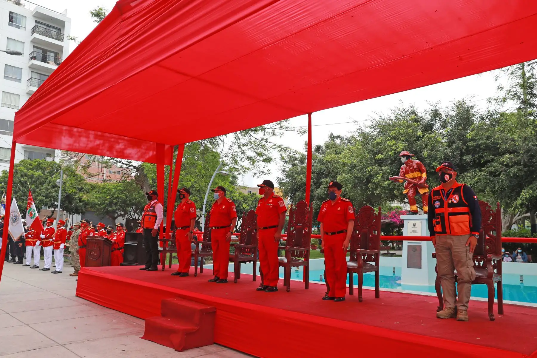 Ceremonia para conmemorar el Día del Bombero Voluntario del Perú y el 160° aniversario del Cuerpo General de Bomberos Voluntarios del Perú se desarrolló en Lince. Foto: ANDINA/Carla Patiño