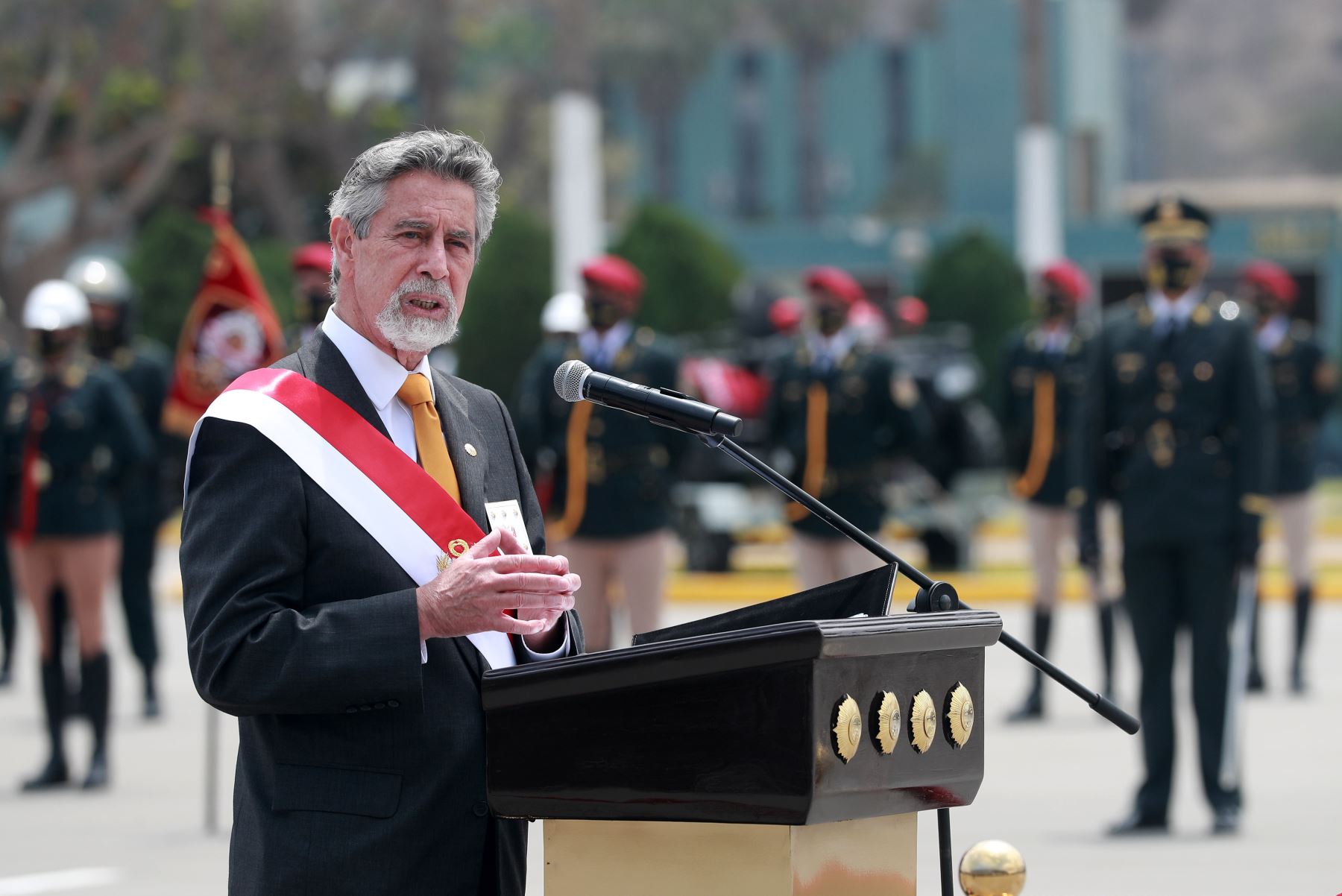 Peruvian President Francisco Sagasti participated in ceremony marking the 32nd anniversary of the National Police. Photo: ANDINA/Presidency of the Republic.