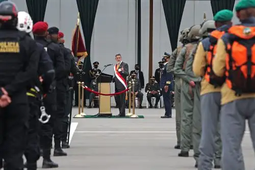 Peruvian President Francisco Sagasti participated in ceremony marking the 32nd anniversary of the National Police. Photo: ANDINA/Presidency of the Republic.