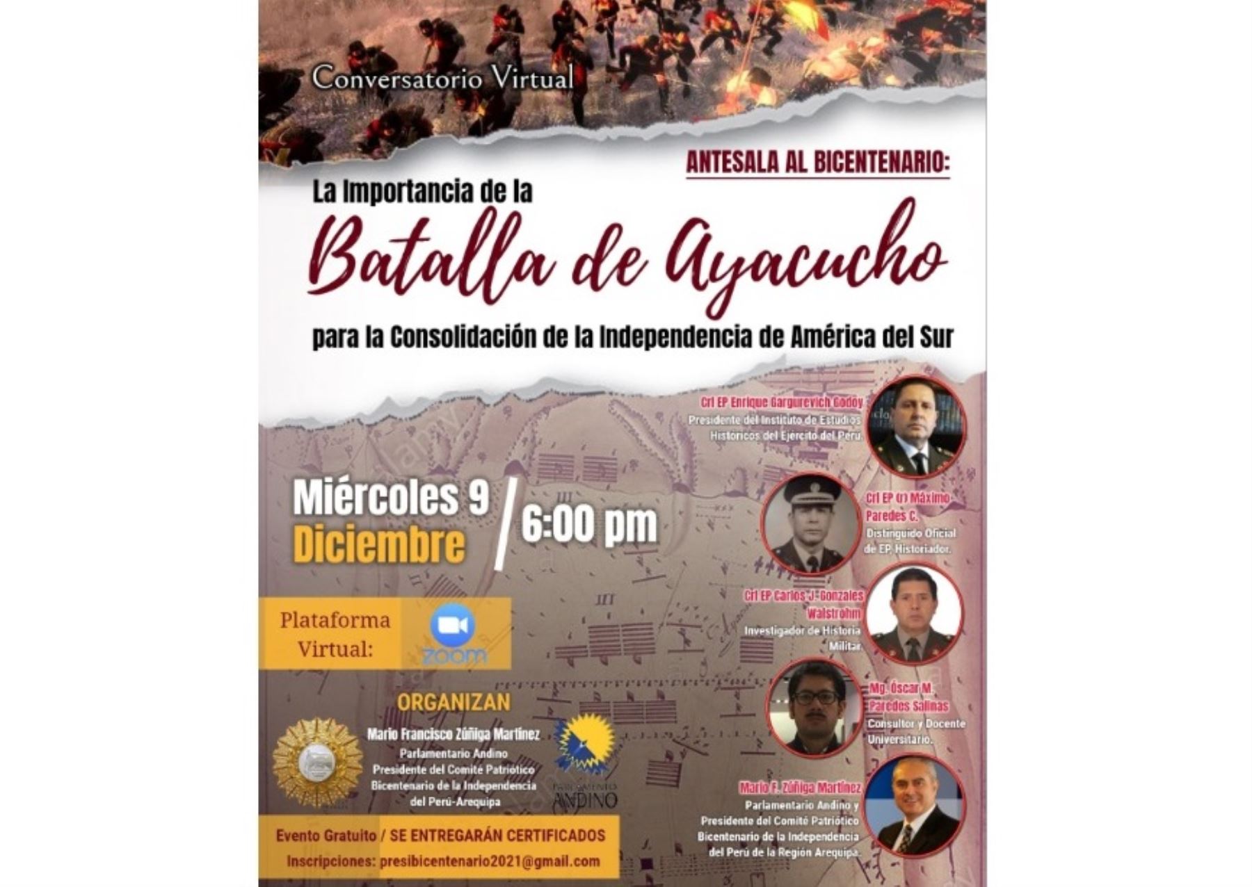 En conversatorio virtual analizarán importancia de la Batalla de Ayacucho.