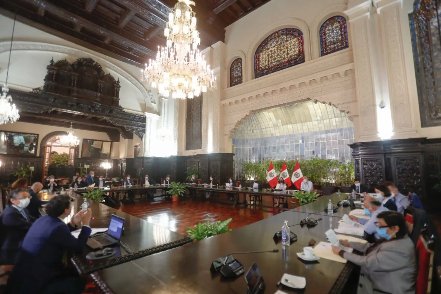 El presidente Francisco Sagasti lidera, junto a la titular de la PCM, una nueva sesión del Consejo de Ministros en Palacio de Gobierno. Foto: ANDINA/Prensa Presidencia