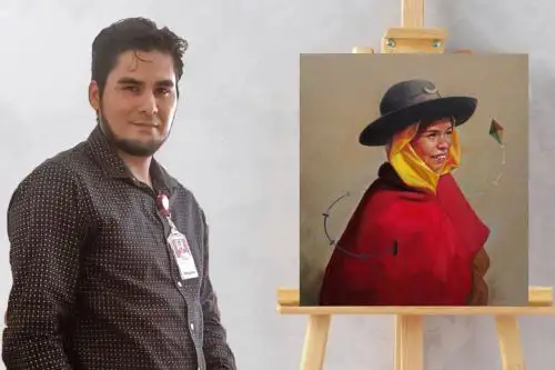 El docente Manuel Eduardo Vásquez Niño, de la Universidad Católica Santo Toribio de Mogrovejo, ocupó el primer puesto en la categoría profesional del Concurso Latinoamericano Virtual de Pintura 2020. Foto: Cortesía Silvia Depaz
