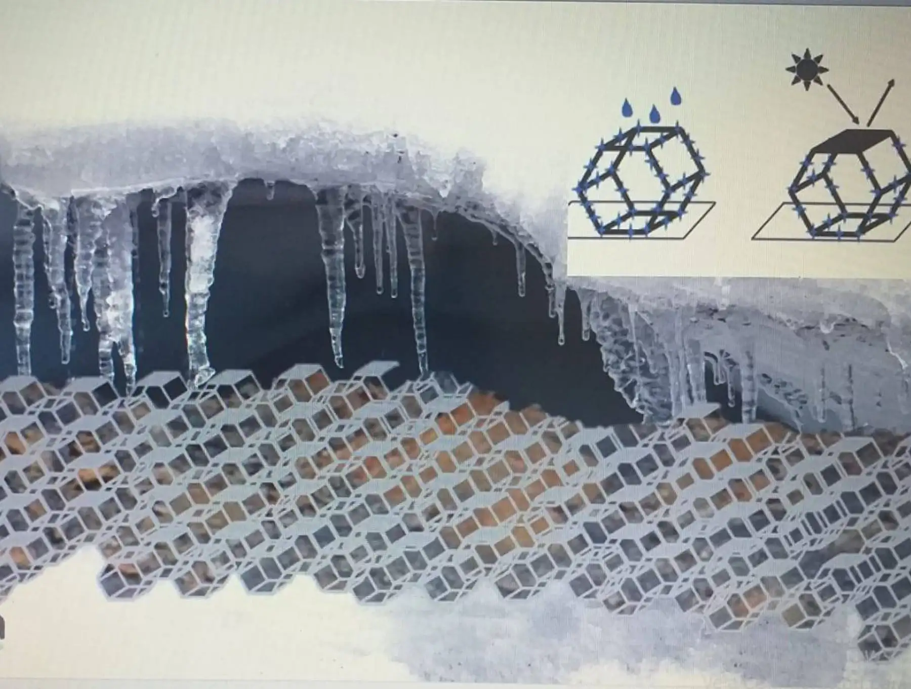 El prototipo de este invento denominado: “Geoestructura reflectante de nucleación de hielo glaciar”.