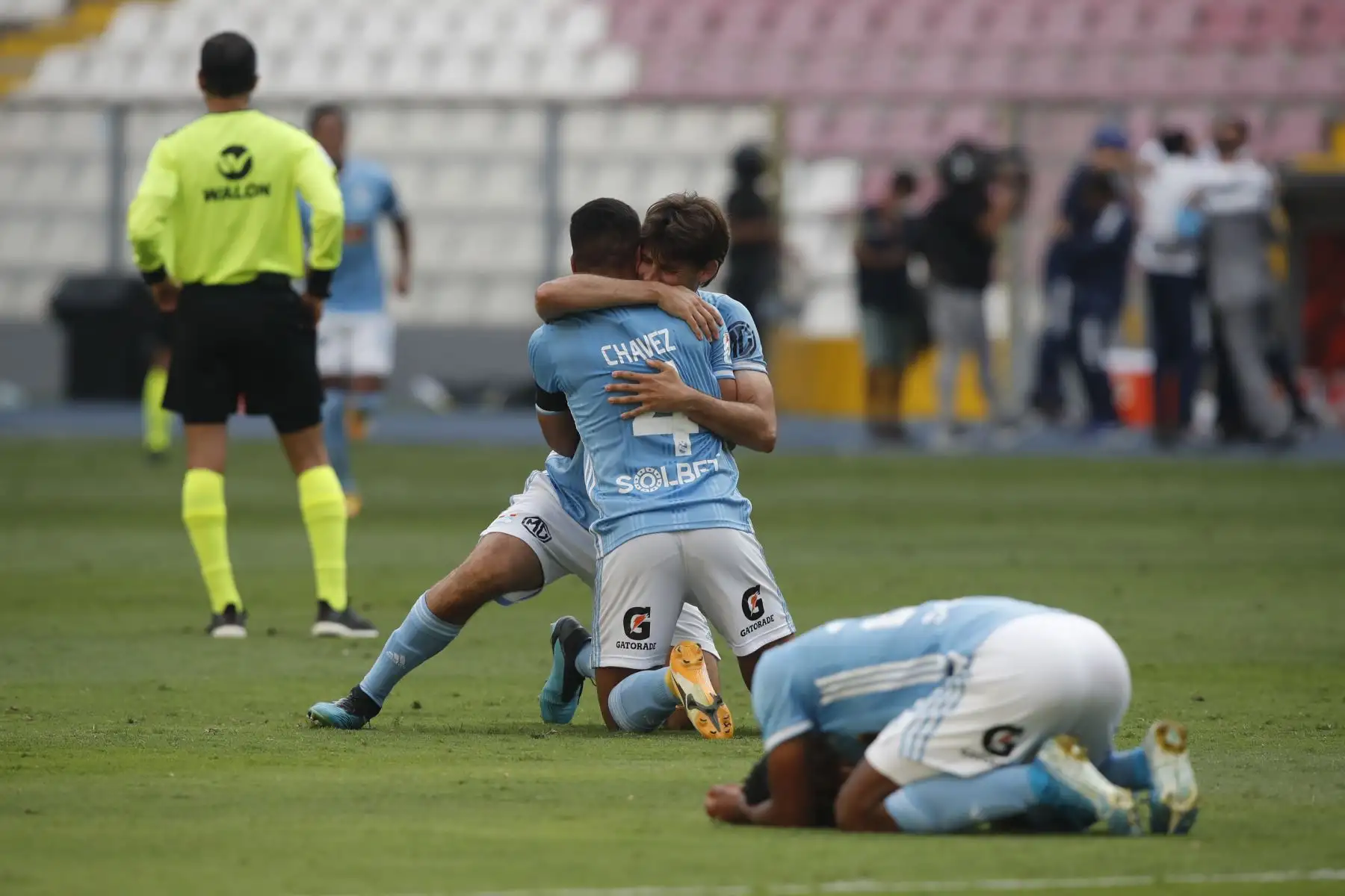 Gianfranco Chávez del Sporting Cristal celebra, el gol del triunfo, durante el partido de la Liga 1. 

Foto: Liga 1/FPF