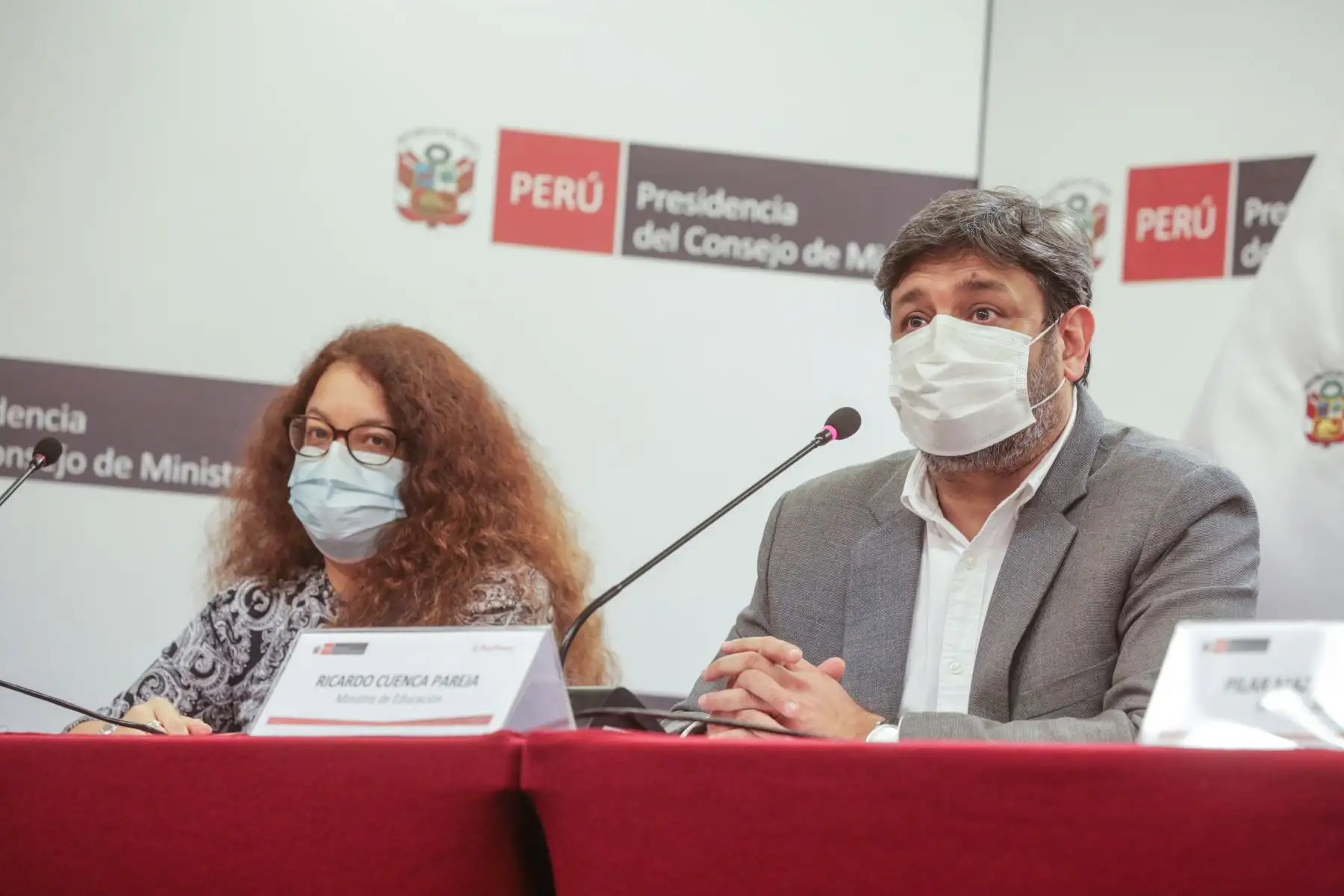 La Ministra de Salud y titulares de distintos sectores: Educación, Producción, Ambiente y Comercio Exterior  brindan conferencia de prensa para informar sobre  el impacto de la covid-19.
Foto: PCM