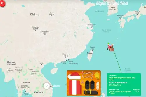 Santa Tracker permite saber dónde está Papá Noel "en tiempo real" durante la Noche Buena. Foto: Captura de pantalla.