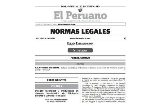 Edición extraordinaria de Normas Legales del Diario Oficial El Peruano.