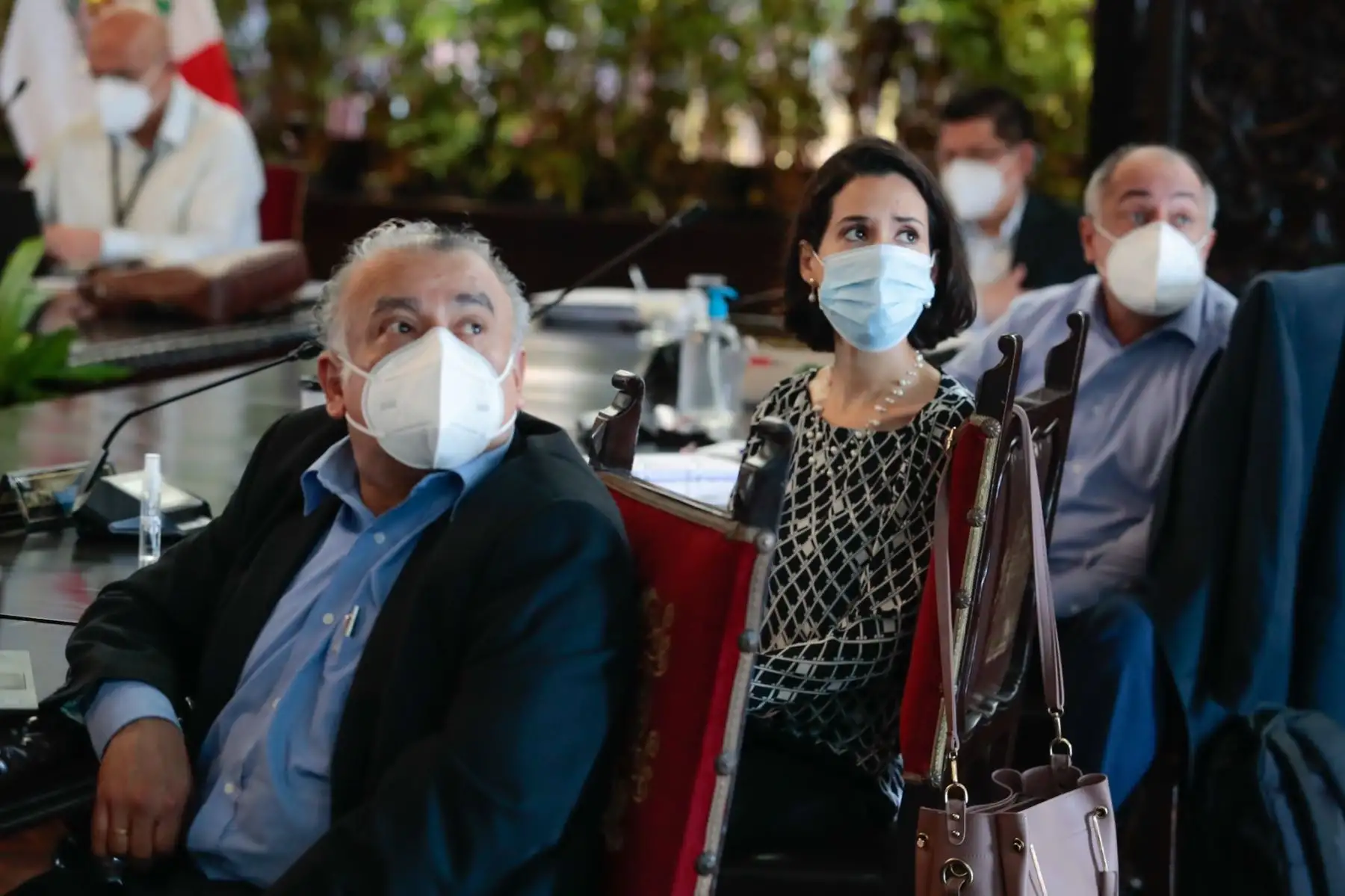 El presidente Francisco Sagasti, y la titular de la PCM, Violeta Bermúdez, lideran sesión del Consejo de Ministros, en la que se coordinan acciones frente a la emergencia sanitaria. Foto: ANDINA/PCM