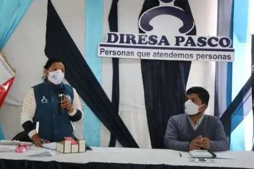 El director de la Diresa, Alcedo Jorges Melgarejo y la gerente regional de Desarrollo Social, Rudy Guerra Ricse, informaron que el gobierno regional de Pasco, Pedro Ubaldo, destinó 180 mil soles para contratar más de 110 profesionales en salud que realizarán la vigilancia epidemiológica y seguimiento clínico del covid-19. ANDINA/Gore Pasco
