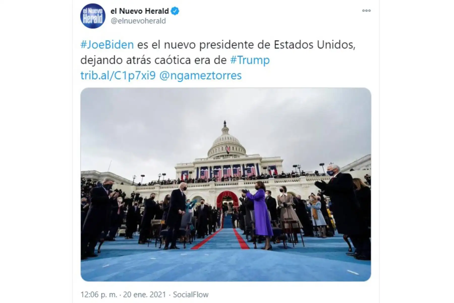 Así informa la prensa mundial sobre la histórica juramentación de Joe Biden, como presidente de los Estados Unidos. El Nuevo Herald.