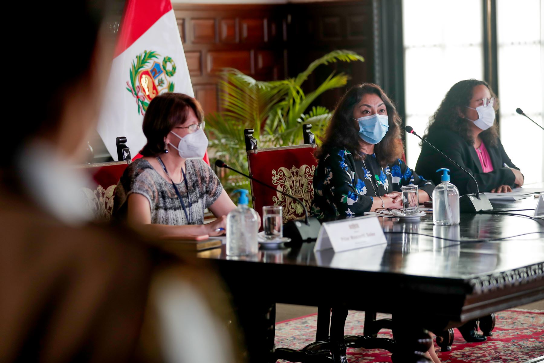 La presidenta del Consejo de Ministros, Violeta Bermúdez, expone los acuerdos adoptados en la sesión de Consejo de Ministros, orientados a la mejora de los servicios públicos y atención de la emergencia sanitaria.
Foto: PCM