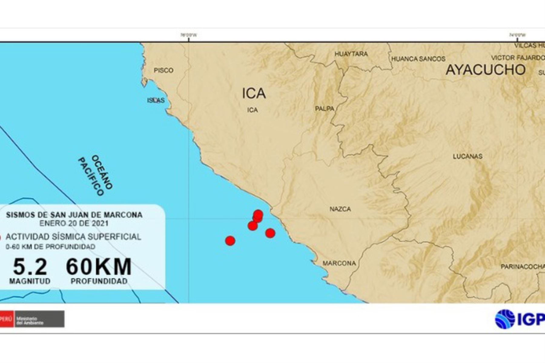 “La costa de Ica es sísmicamente la más activa de la parte occidental del país, por ello, los eventos son parte de la geodinámica de esa zona”, indicó el presidente ejecutivo del IGP, Hernando Tavera. ANDINA/IGP