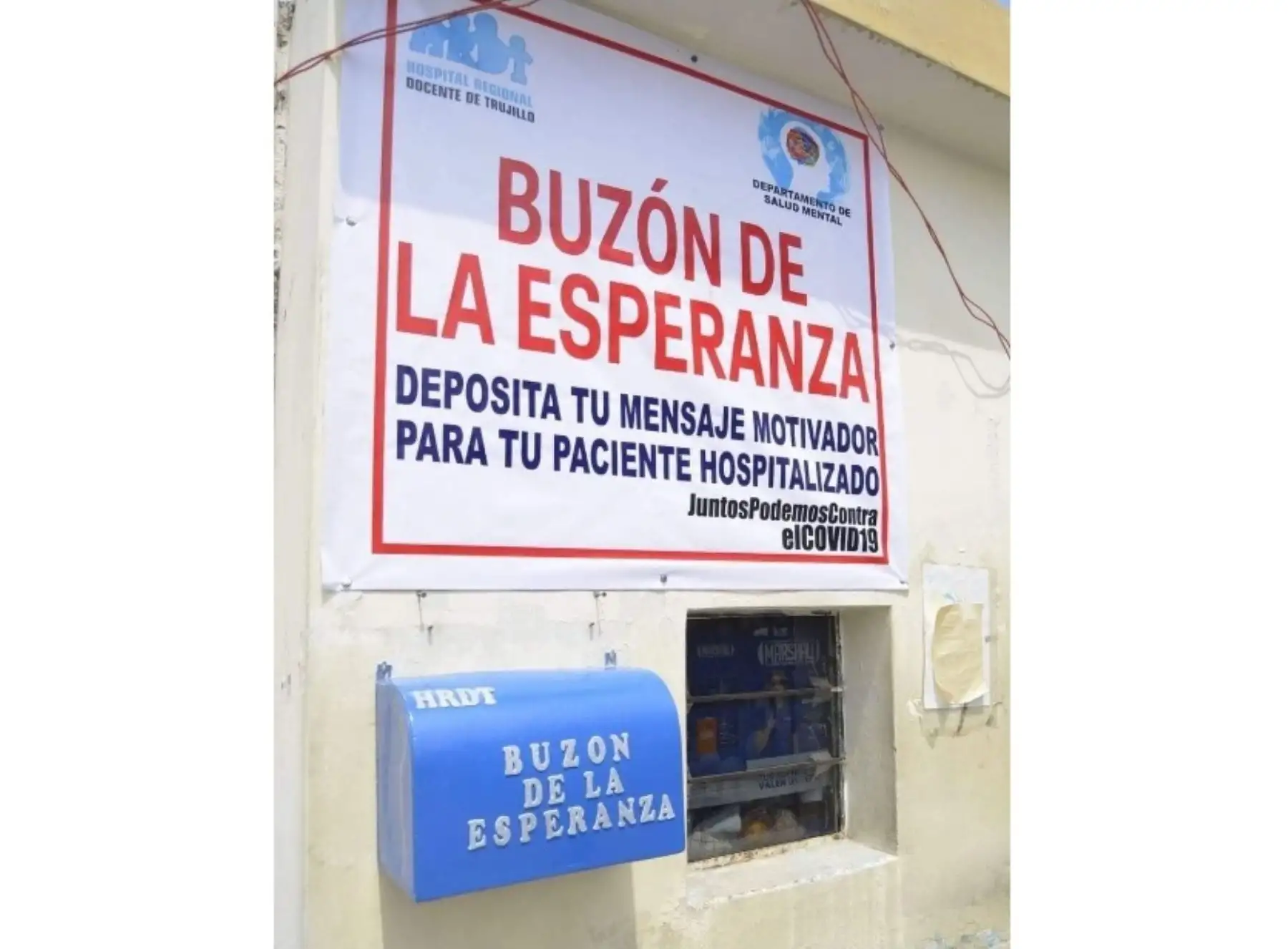 Hospital Regional Docente de Trujillo instala buzón de la esperanza para brindar mensajes de aliento a los pacientes afectados por el coronavirus (covid-19).