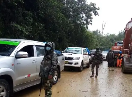 El MTC informó que se restableció de manera restringida el tránsito en la carretera Tambo-San Francisco, en el Vraem, afectada por la crecida del río Piene.