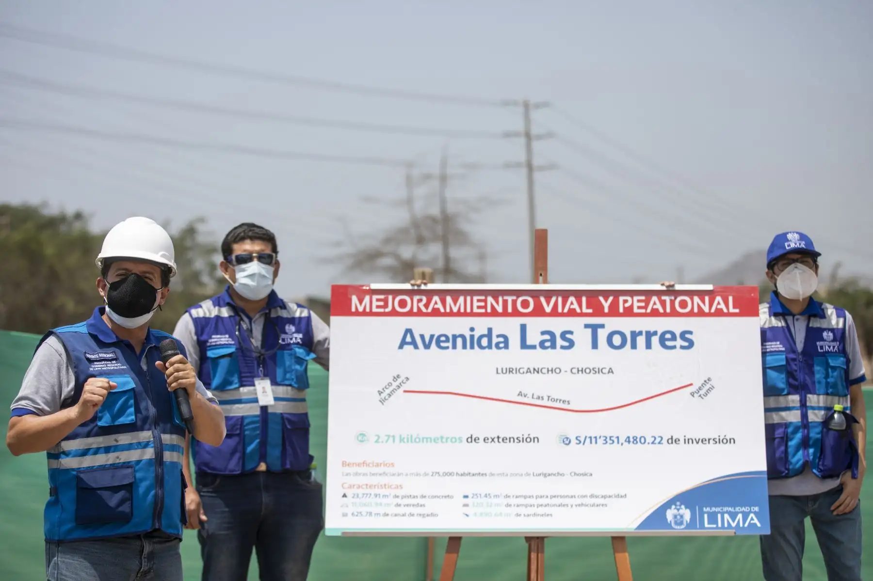 La Municipalidad de Lima inició las obras de mejoramiento de la primera etapa de la Av. Las Torres, de 2.71 kilómetros de extensión, comprendidos entre el puente Tumi y el arco de Jicamarca, en Lurigancho-Chosica.
Foto: Municipalidad de Lima
