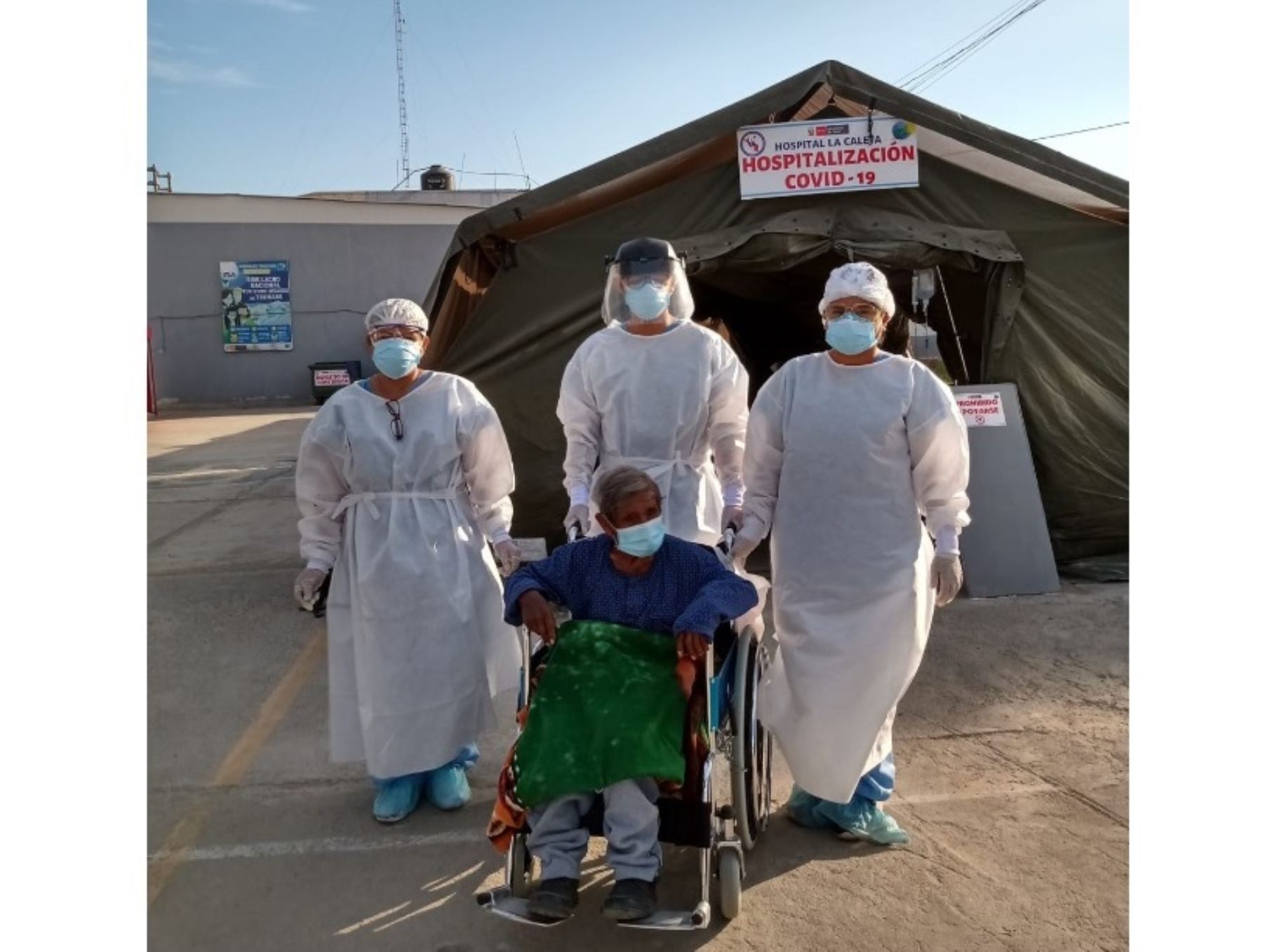 Juan Ramos Rodríguez, de 90 años de edad, se convirtió en el primer paciente del hospital La Caleta de Chimbote en vencer el coronavirus covid-19 este año. Foto: ANDINA/difusión.