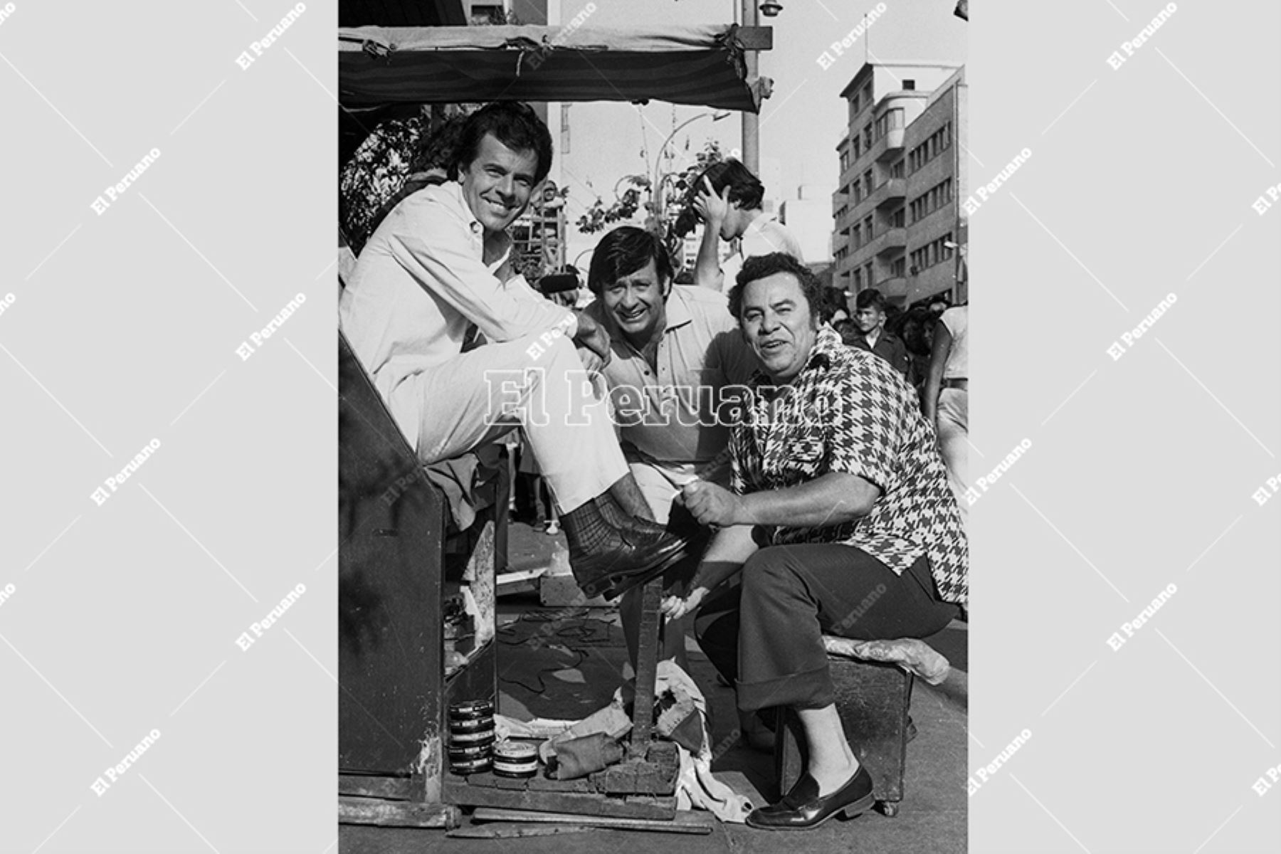 Lima - 13 mayo 1983 / Augusto Polo Campos y Tulio Loza durante la filmación de una película. Foto Archivo Histórico de El Peruano / Manuel Cahua