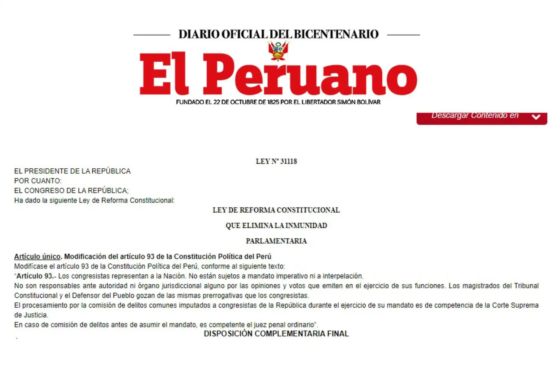 Foto: ANDINA/difusión.