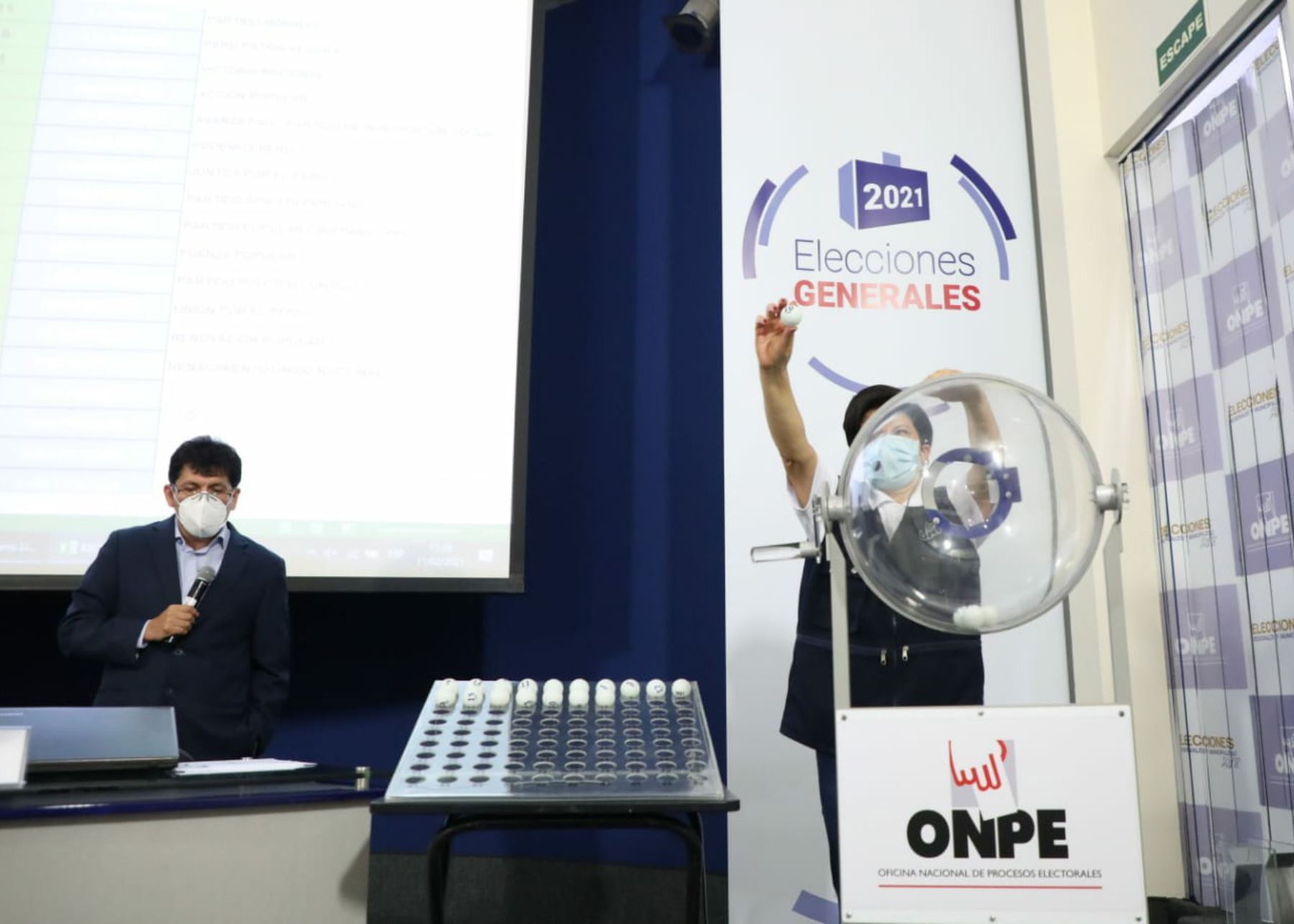 ONPE sortea ubicación de las organizaciones políticas en la cédula de sufragio para las elecciones generales del 2021.