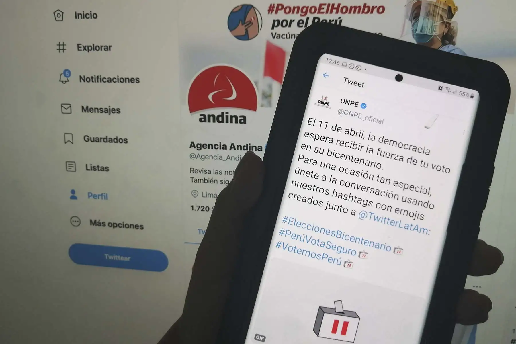 Al usar los hashtags #EleccionesBicentenario, #PerúVotaSeguro y #VotemosPerú se visualizará el emoji.
