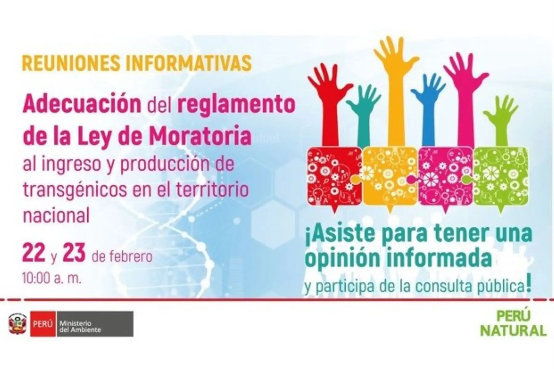 Convocatoria para reuniones informativas virtuales convocadas por el Ministerio del Ambiente.