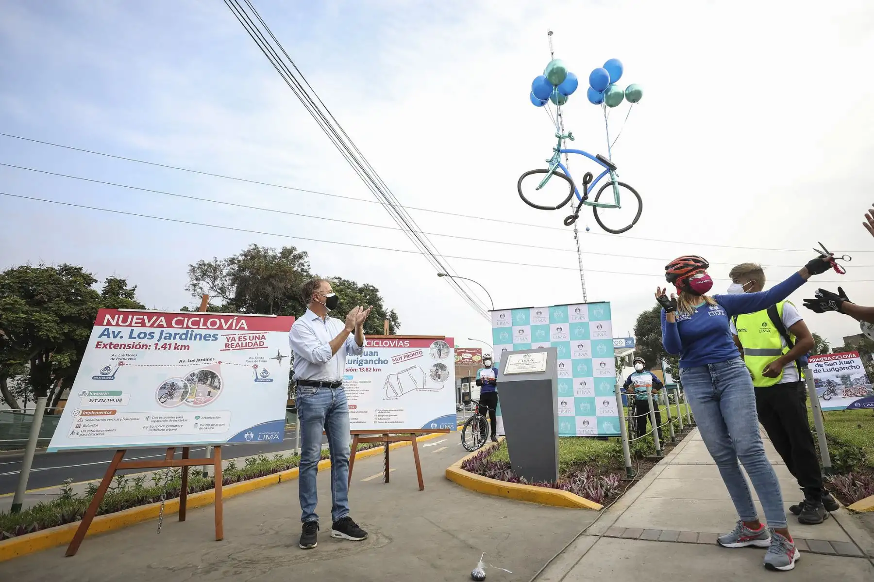 Alcalde Jorge Muñoz inaugura ciclovía de Avenida Los Jardines en San Juan de Lurigancho.

Foto: ANDINA/Municipalidad de Lima