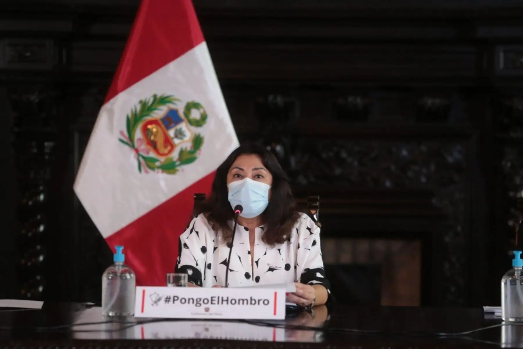 La presidenta del Consejo de Ministros, Violeta Bermúdez, brinda  una conferencia de prensa para informar sobre los acuerdos asumidos en la sesión de Consejo de Ministros.
Foto: PCM