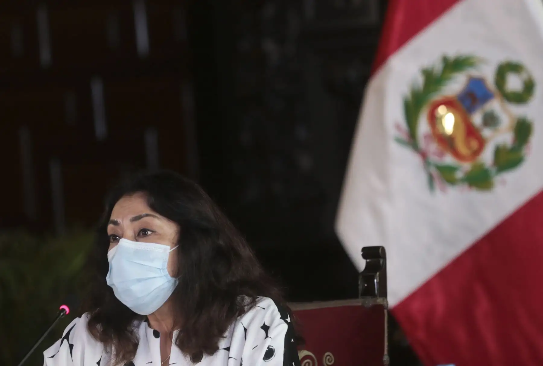 La presidenta del Consejo de Ministros, Violeta Bermúdez, brinda  una conferencia de prensa para informar sobre los acuerdos asumidos en la sesión de Consejo de Ministros.
Foto: PCM