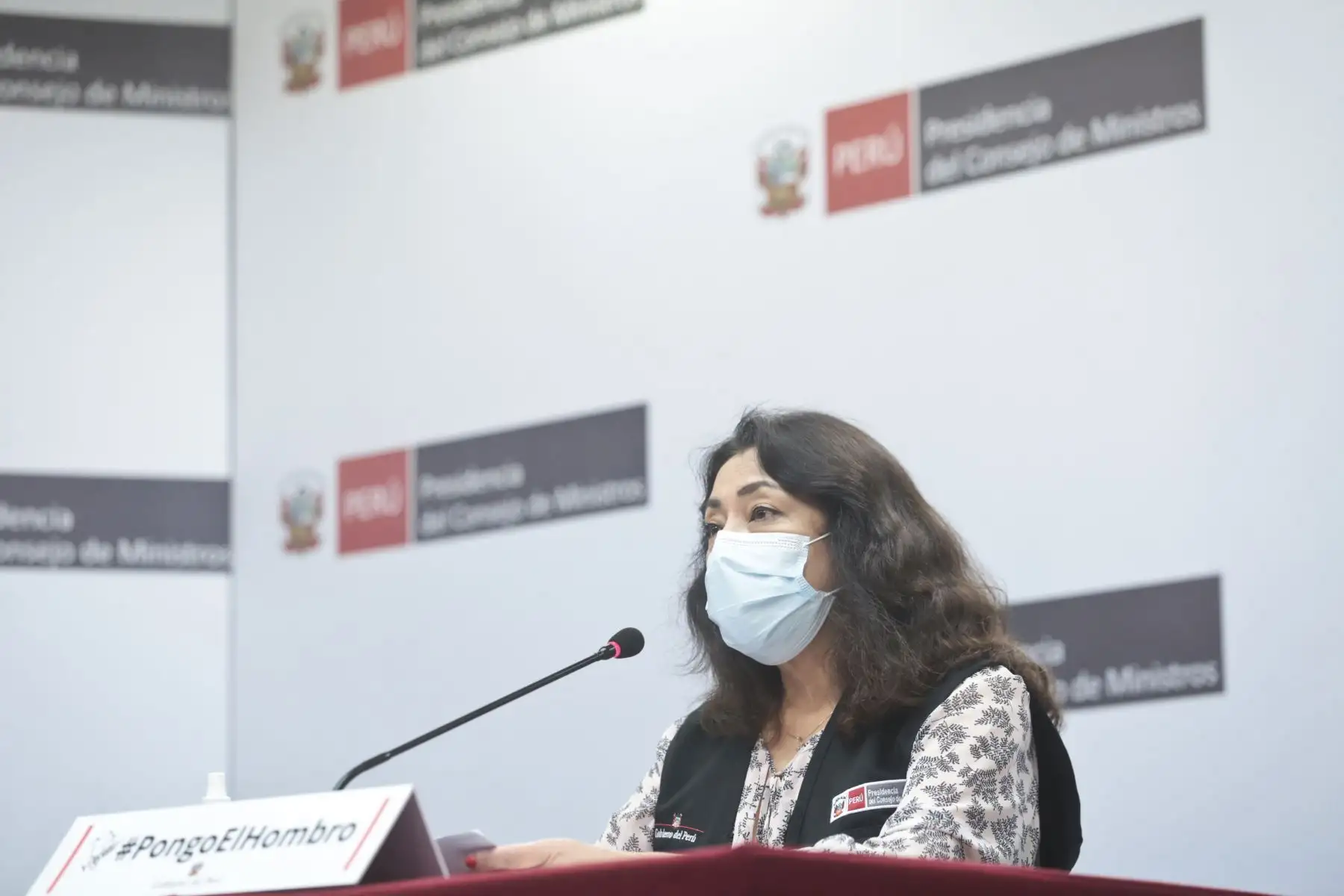 Presidenta del Consejo de Ministros, Violeta Bermúdez brinda conferencia de prensa sobre la efectividad de la vacuna de Sinopharm.
Foto: PCM
